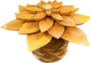 Large and heavy Bespoke Wooden pineapple sculpture. Carved from a single trunk. [64cm high]