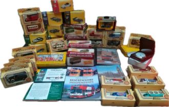 A Large collection of models; lledo advertising vans, great British bus models & others