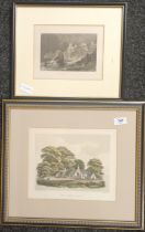 Two Engravings; T.Allom Hand coloured Engraving titled ''Dunbar Castle'' depicting a shipwreck. [