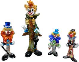 A lot of 4 Murano glass clown figures [47cm]