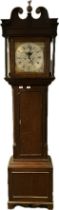 19th century Antique mahogany cased grandfather clock, the face with roman numerals and numbers,