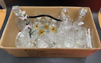 A collection of crystal; Irish decanter & glasses