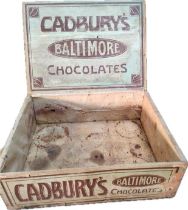 Antique Cadburys Baltimore chocolate advertising Wooden box