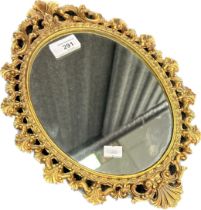 Small Reproduction cast gilt metal ornate wall mirror. [34x23cm]