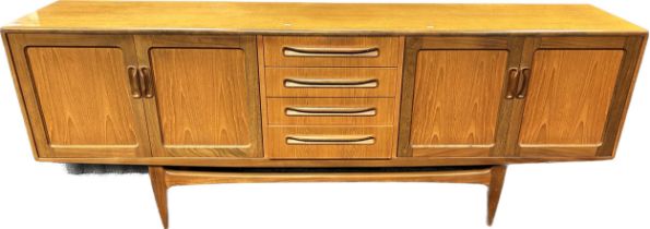 Mid Century sideboard, VB Wilkins by G-Plan, a central bank of four drawers flanked by two
