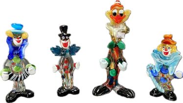 A collection of four Murano glass clowns figures [37.5cm]