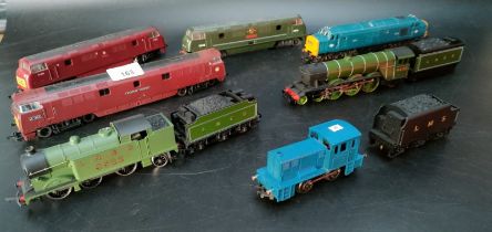 A collection of model trains; Hornby flying Scotsman, western courier diesel shunter & British