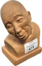G. Hauchecorne Chinese man bust sculpture- signed. [11cm]