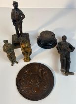 A collection of 19th century bronze figures & plaque by Antoine Vechte [tallest 22cm]