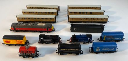 A collection of Hornby train models; locos & carriages