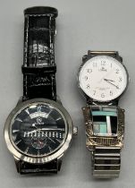 Two various watches; Lorus Quartz fitted with a sterling silver bangle part with flexible