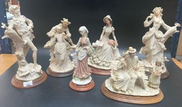 A collection of Large Italian Florence, Naples signed figures; A pair of GIUSEPPE ARMANI