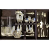 Large Sterling silver 'Wallace' cutlery set, includes silver handles knives. [2,507Grams- weight
