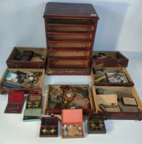 A 19th century six drawer watch makers tool chest full of makers tools & spares