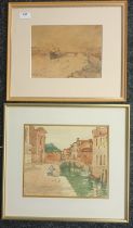 Two Artworks; W. K Robertson Watercolour depicting a boat through low tide, signed. [Frame