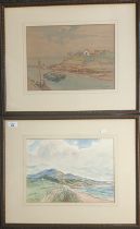 J.K Maxton A pair of watercolours depicting 'Largo Law & Leven Links' and 'At Largo', signed. [Frame