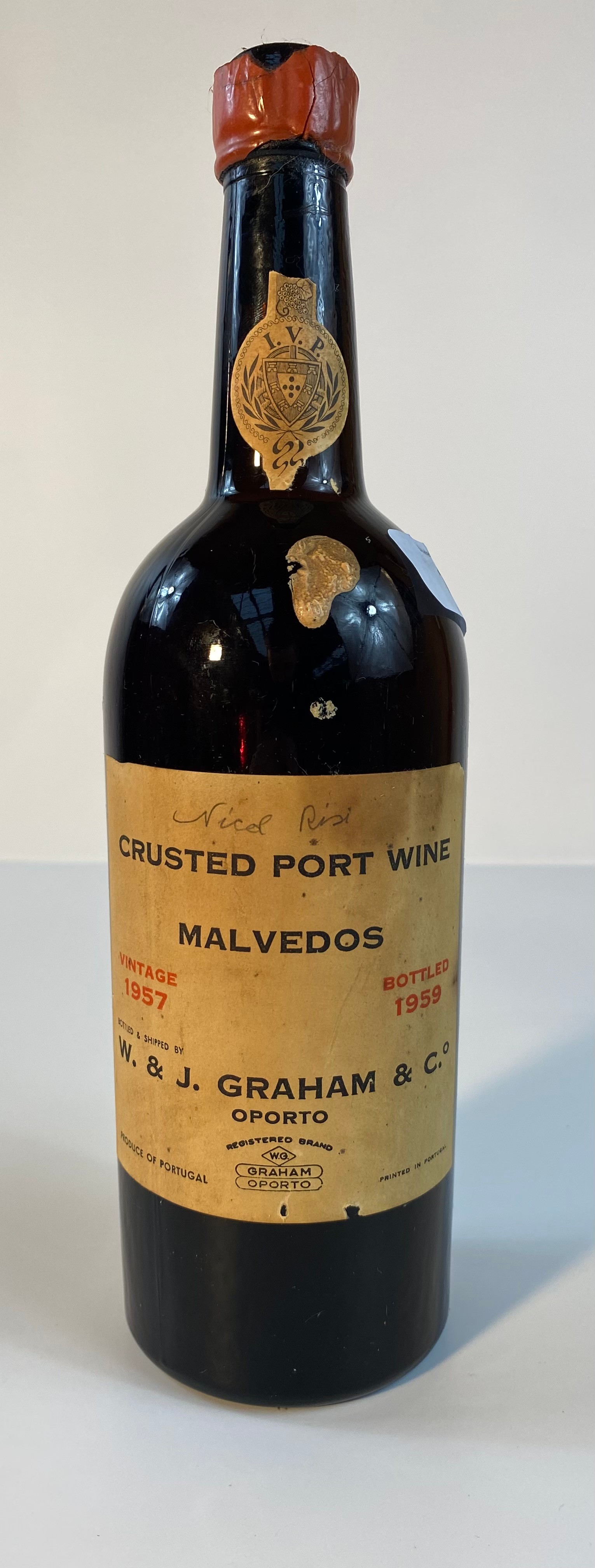 W & J Graham & co crusted port wine dated 1957-1959