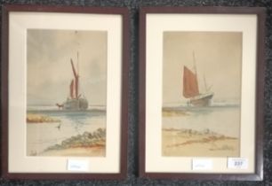 A pair of watercolours ''Sailing Barge'', both signed. [Frame 33x24cm]