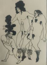 Aubrey Beardsley Black and White drawing ''The Lacedaemonian Ambassadors'', signed. Drawn 1896. [