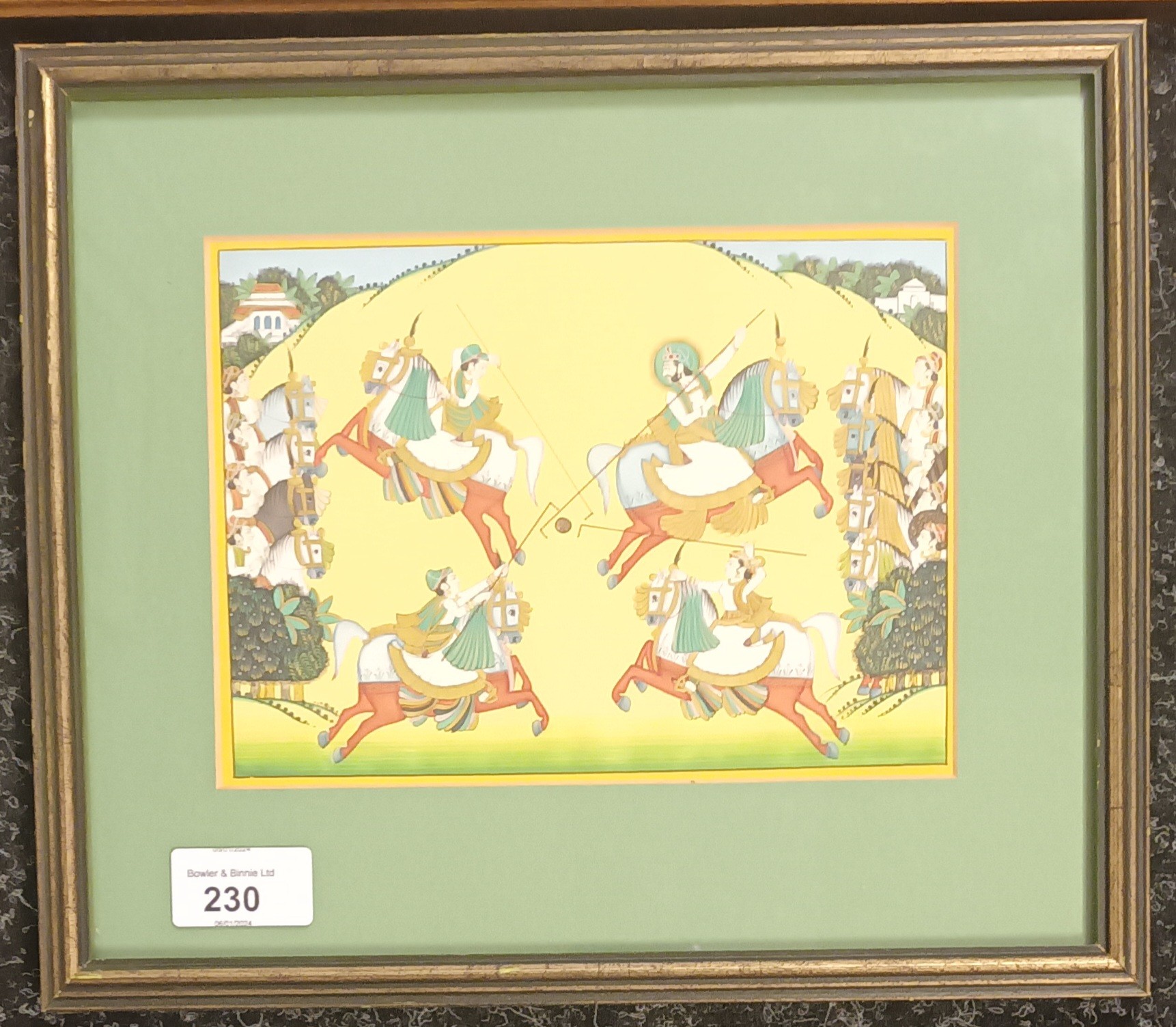 Two Indian Artworks Hand painted picture depicting Maharaja Procession on silk, unsigned. [Frame - Image 2 of 3