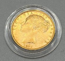 1871 Young Queen Victoria full gold sovereign coin.