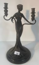 Art Nouveau style bronze lady maiden candle holder in the design of Claude Bonnefond [41cm]