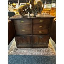 19th century Military style compactum chest/ cupboard. Rectangular top section, leading down to