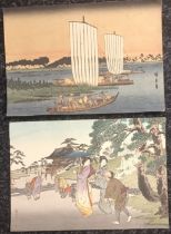 Two vintage Japanese woodblock prints [27cmx18cm]