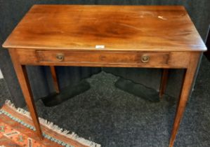 19th century mahogany console table. Rectangular top with a single frieze drawer and raised on