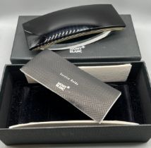 Montblanc 27200 Black Rocker Ink Blotter with display case and instruction booklet.