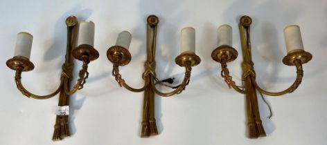 A collection of 19th century 2 branch brass wall sconce's [32.5cm]