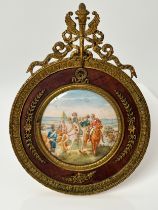 19th century panel painting within a regency gilt framing. Painting depicting Napoleon on horse back