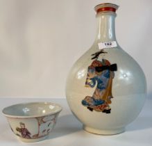 A Japanese Kutani vase painted with 3 figures on bulbous vase along with Chinese porcelain 18th/