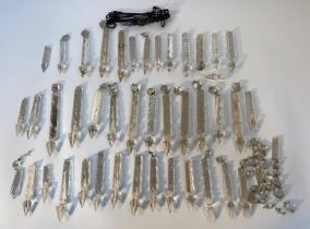 A collection of crystal chandelier droplets & metal fixtures [22cm]