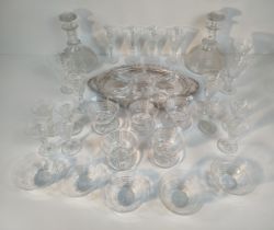 A Large collection of Edinburgh regency design Decanters & large collection of glasses & desert