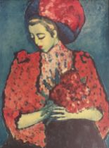 Alexej Von Jawlensky (1864-1941) Original mid century coloured print ''Young Girl with Peonies'',