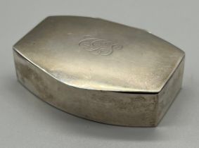 Swedish Silver snuff box produced by K. Anderson. Engraved with dated to underside 1869-1919. [1.