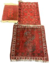 Three various Indian/ Persian style hand made wool rugs; All red ground. [Largest- 91x93cm]