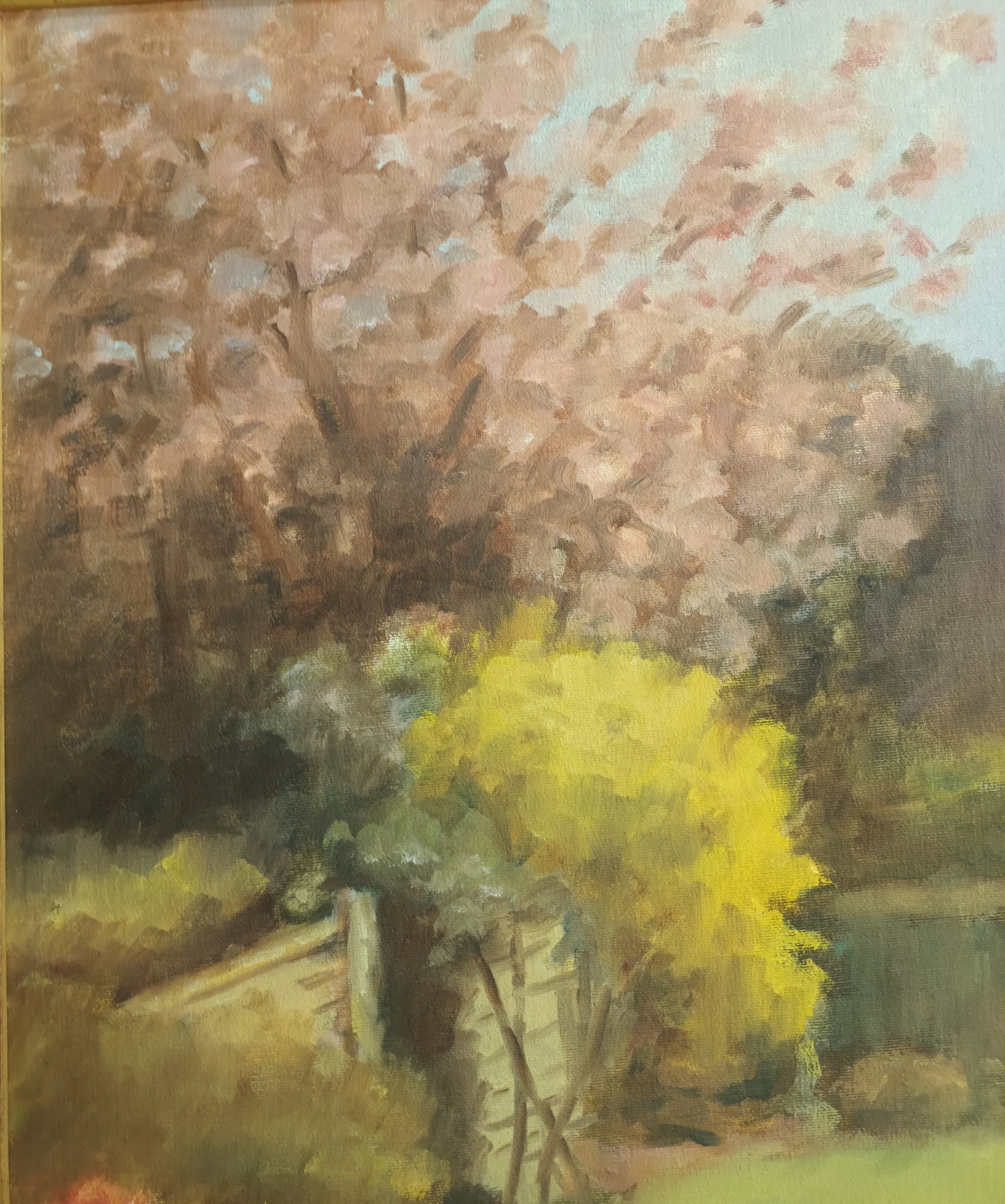 Oil on canvas/board ''Blossom Tree'', unsigned. [74x64cm] - Image 3 of 4