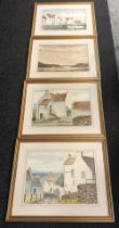 David G.W. Brown Four original watercolour artworks 'Pittenweem' Harbour scene, loch scene and two