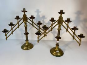 A pair of Vintage Brass Menorah Lamp Candelabras [44x49cm]