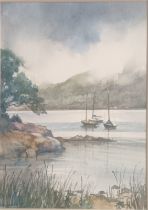 Jan Fisher Watercolour titled ''Near Rowardennan'', signed. [Frame 44x37cm]