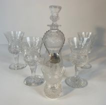 An Edinburgh crystal thistle design Decanter set with whisky label with selection of Edinburgh