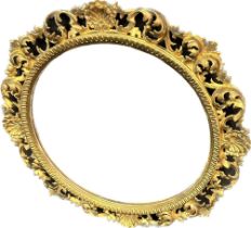 Vintage Ornate gilt framed circular shaped mirror, in the manner of regency era. [72cm diameter]