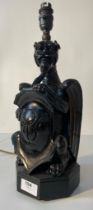 A 19th century wooden carved Griffin figural table lamp [39cm]