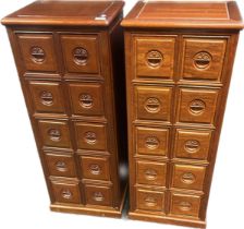 Pair of Rosewood Japanese style units, with an arrangement of 10 drawers [109x36x44cm]