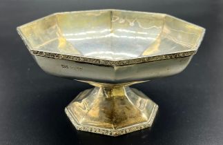 Sheffield silver Octagonal raised dish. Produced by Lee & Wigfull [Henry Wigfall] [8x15x15cm] [