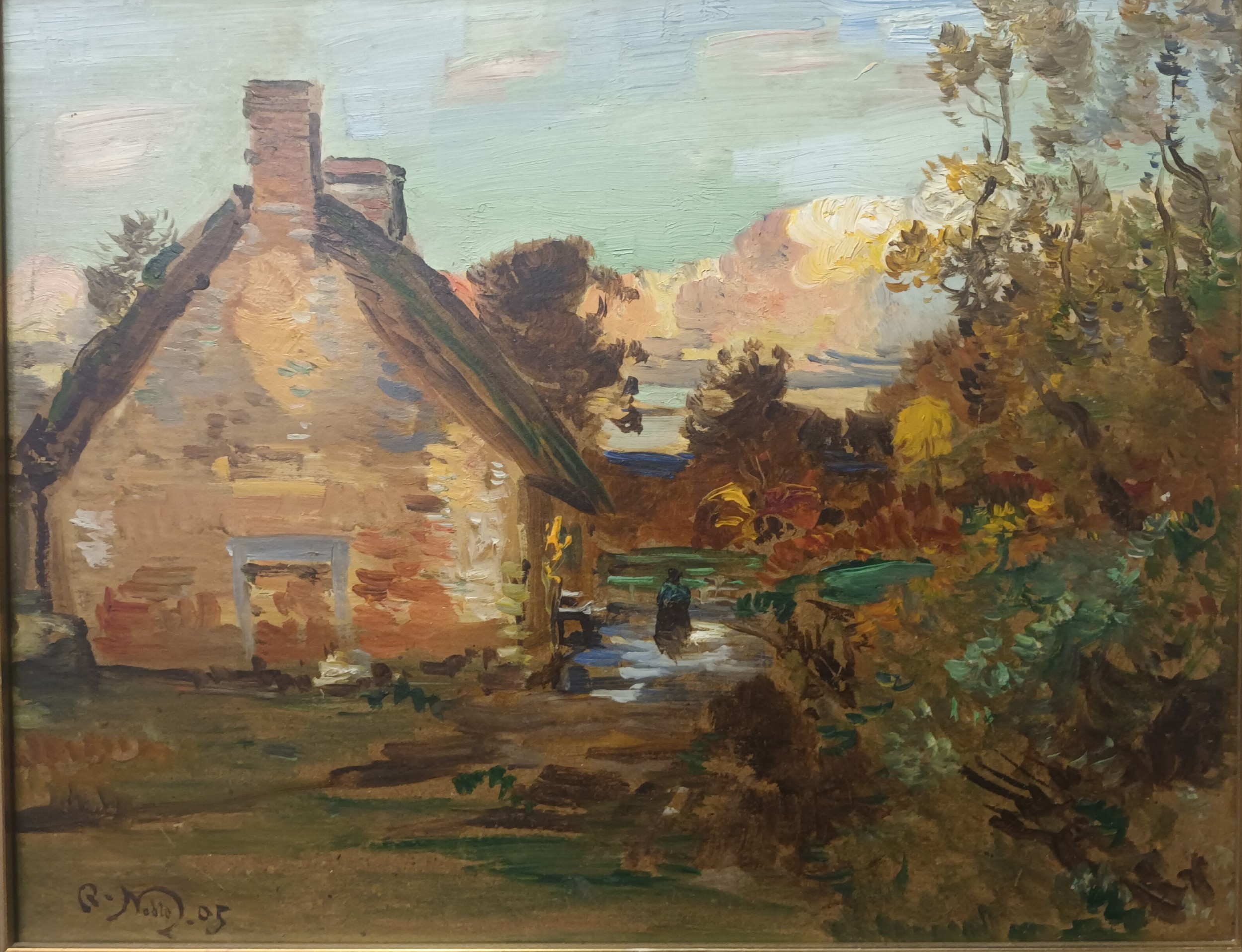 R. Noble Oil on board [05] Country house landscape. [36x43cm] Unknown Oil on board Village rooftop
