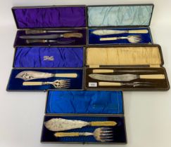 A Selection of silver plated servers in fitted cases