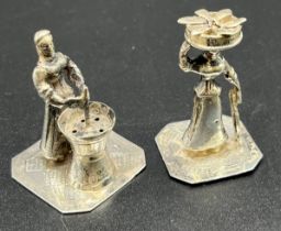 Two antique Dutch silver miniature figures [33.85grams] [3.7grams]